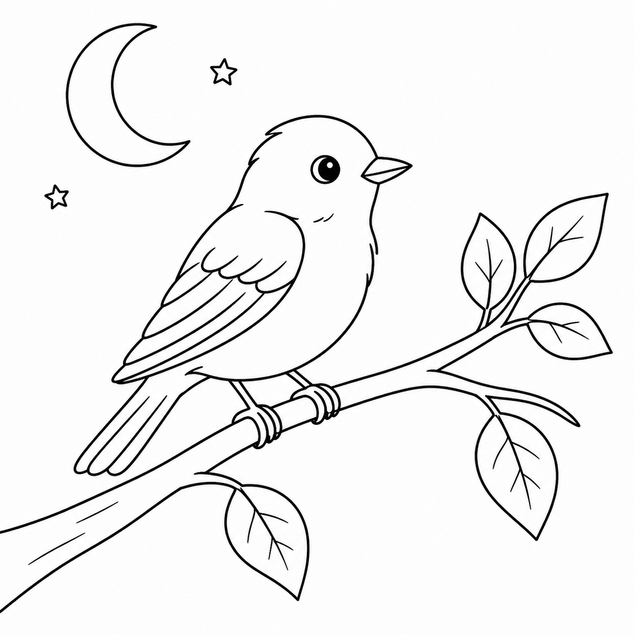 A simple line drawing of the Silver Lark for colouring